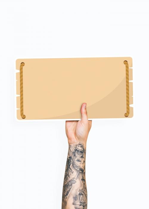 Hand holding a blank signage cardboard prop - 526252
