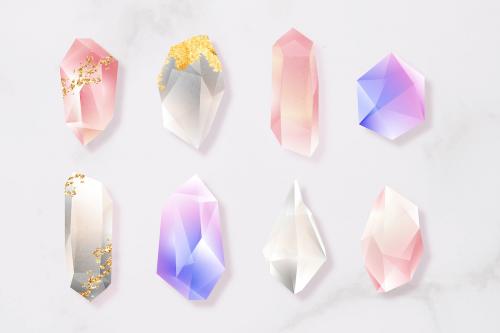 Colorful crystal set on marble background vector - 1225743