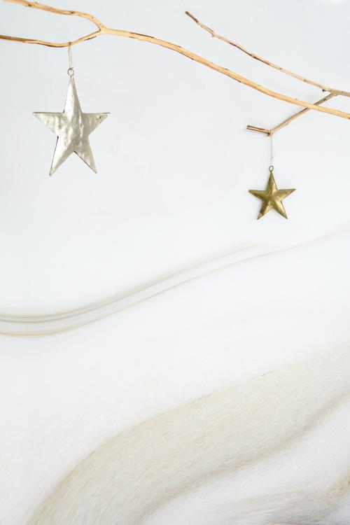 Christmas ornaments on white marble social banner - 2029926