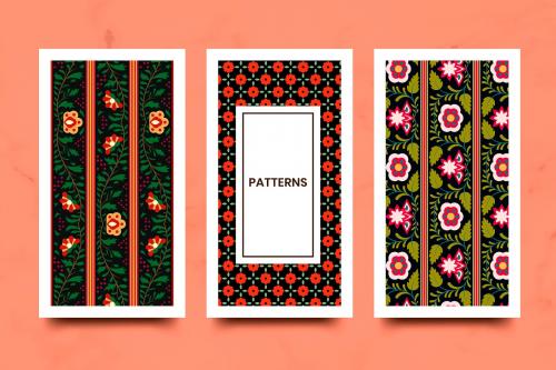 Indian seamless pattern banners vector set - 1212183