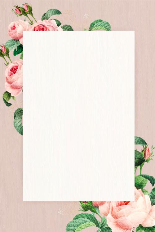 Blank floral rectangle frame vector - 1216093