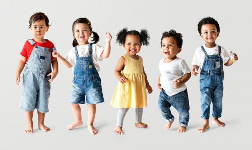 Cute diverse toddlers dancing and having fun - 536044