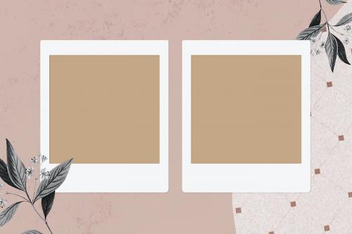Blank collage photo frame template on pink background vector - 1217673