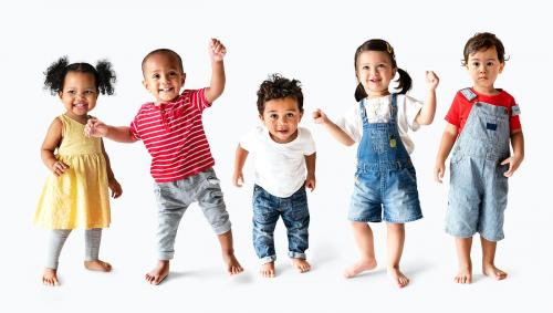 Cute diverse toddlers dancing and having fun - 536104