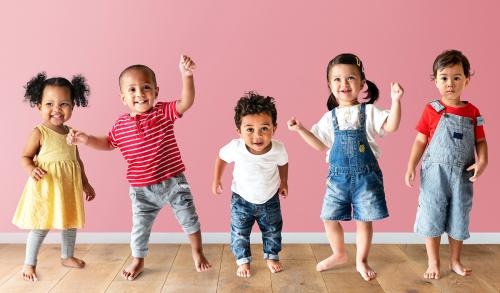 Cute diverse toddlers dancing and having fun - 536133