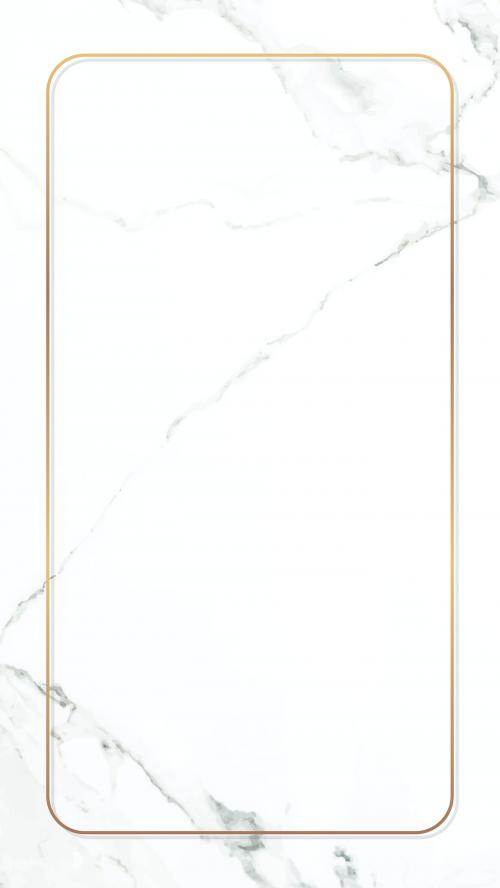 Rectangle gold frame on white marble mobile phone wallpaper vector - 1221617