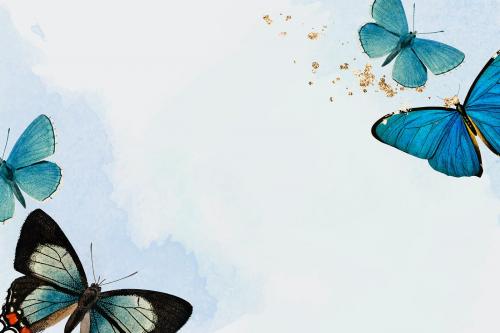 Blue butterflies patterned background vector - 1222338