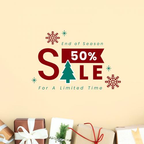 50% Christmas sale sign mockup - 520015