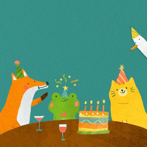Animal doodle birthday celebration vector - 1222847