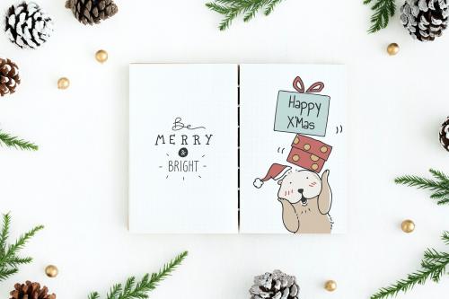 Christmas illustrations in a notebook mockup - 520083