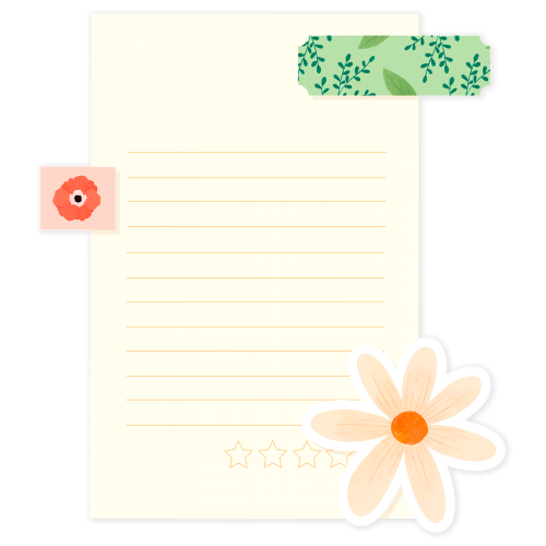 Lined paper with floral tapes transparent png - 2030766