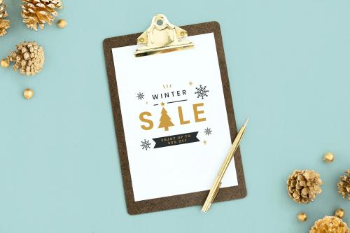 Winter and Christmas sale sign mockup - 520091