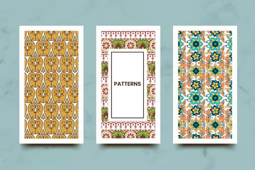 Indian seamless pattern banners vector set - 1212206