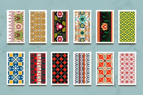 Indian seamless pattern banners vector set - 1212246