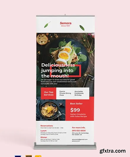 Restaurant Services Roll Up Banner Template