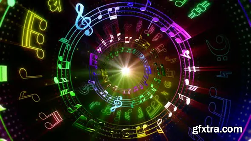Videohive Colorful Music Notes Tunnel 24763724