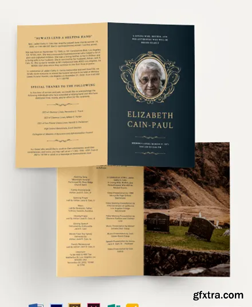 Classic Funeral Obituary Bi-Fold Brochure Template