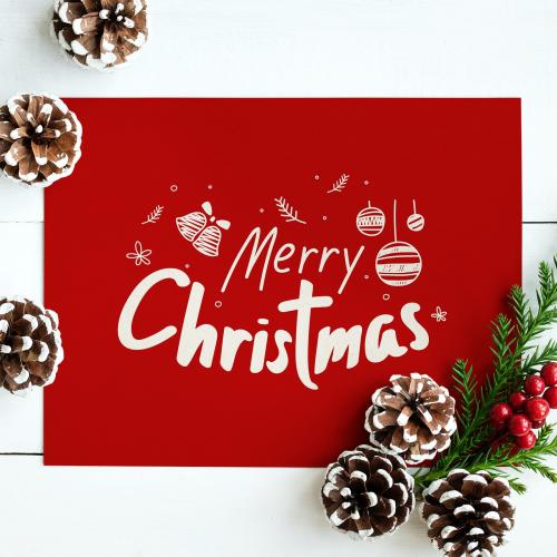 Merry Christmas greeting card mockup - 520134