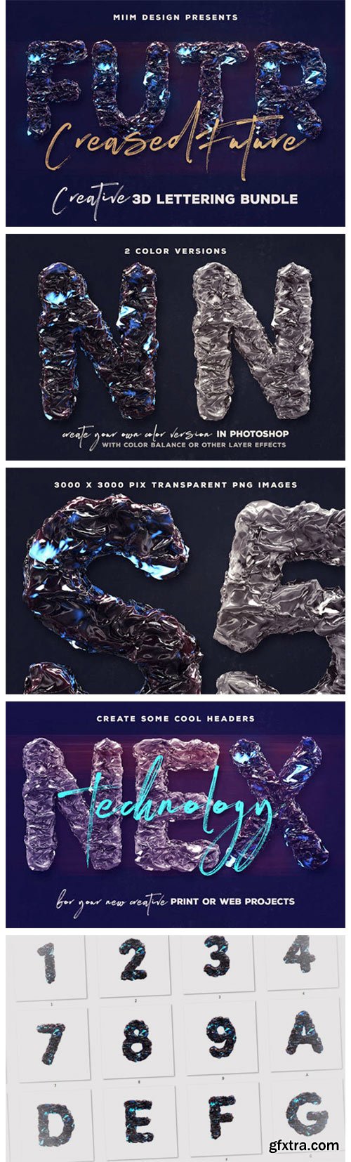 Creased Future – 3D Lettering Font