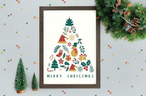 Merry Christmas festive poster mockup - 520144