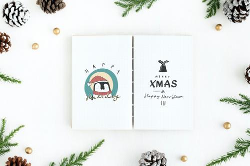 Christmas illustrations in a notebook mockup - 520152