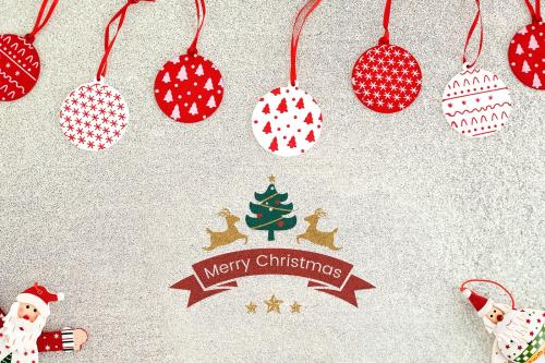 Merry Christmas greeting card mockup - 520158