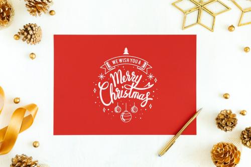 Merry Christmas greeting card mockup - 520179