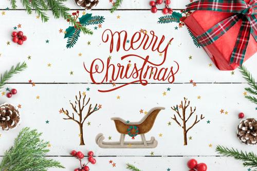 Merry Christmas greeting card mockup - 520196