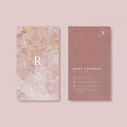 Pink marble business card design vector - 1218395