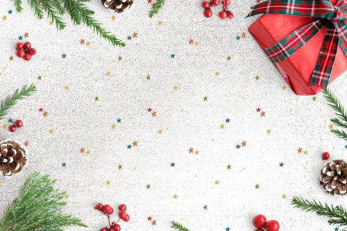 Christmas decorations on table background mockup - 520213