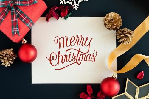 Merry Christmas greeting card mockup - 520225