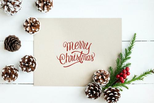 Merry Christmas greeting card mockup - 520233
