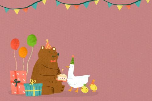 Animal doodle birthday celebration vector - 1222844