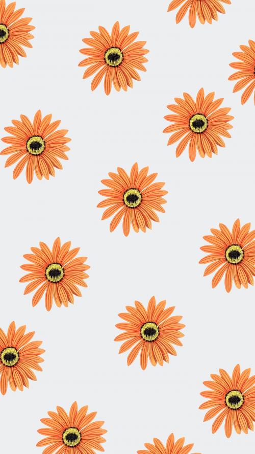 Hand drawn orange flower patterned mobile wallpaper - 2094464