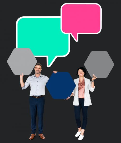 Business partners with blank speech bubbles - 504301