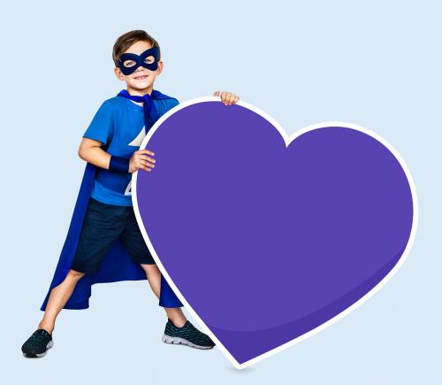 Superhero with a huge heart icon - 504331