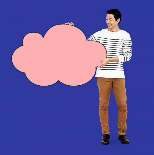 Guy holding a blank cloud - 504340