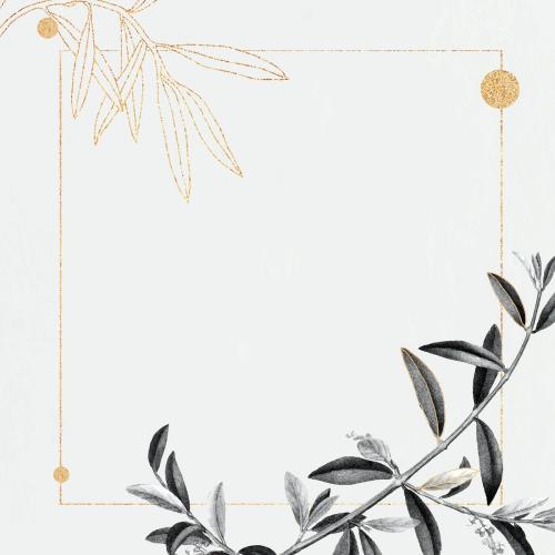 Rectangle gold frame with olive branch pattern vector - 1210375