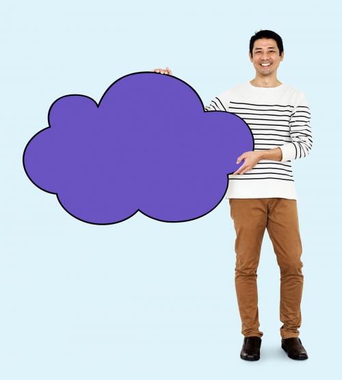Guy holding a blank cloud - 504396