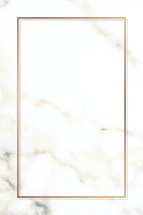 Rectangle gold frame on a white marble vector - 1214932