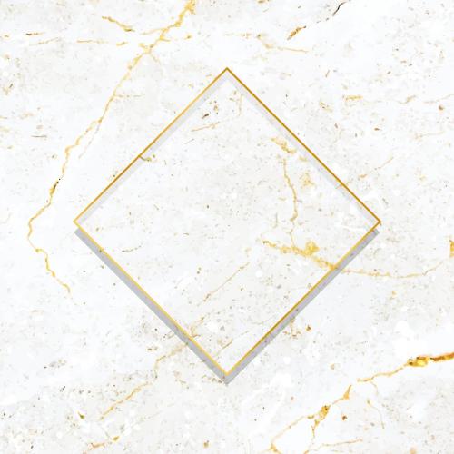 Rhombus gold frame on white marble background vector - 1215000