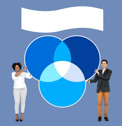Business partners with a Venn diagram - 503934