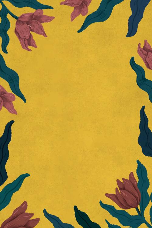Blooming tulips frame in yellow background illustration - 1220714
