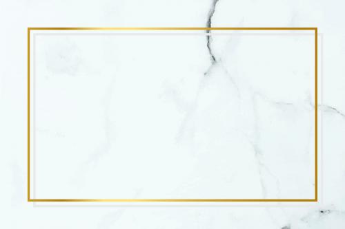Rectangle gold frame on white marble background vector - 1221713