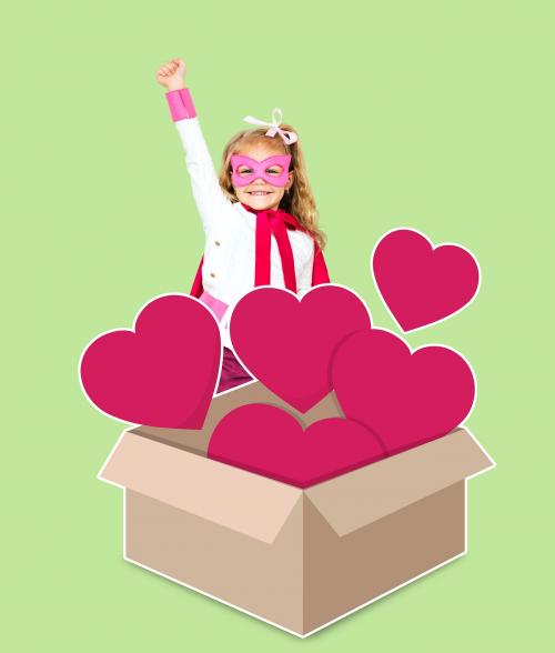 Superhero with a box full of hearts - 503963