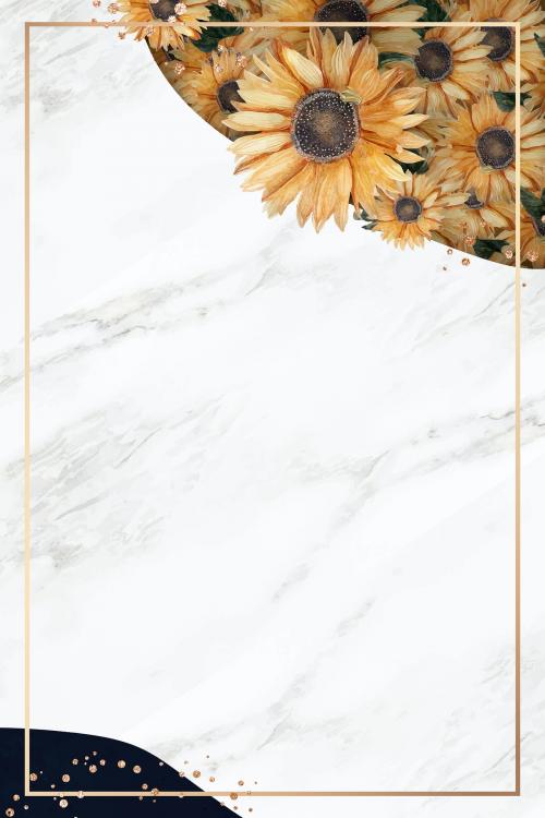Gold frame on white marble background vector - 1222467