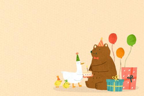 Animal doodle birthday celebration vector - 1222838