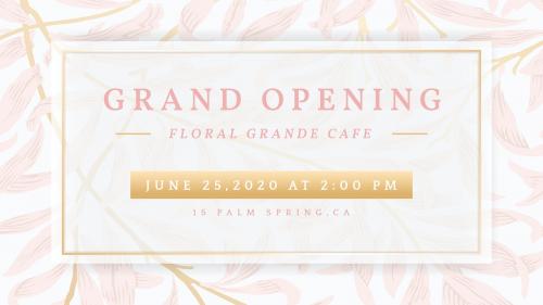 Pink floral grand opening banner vector - 1224793