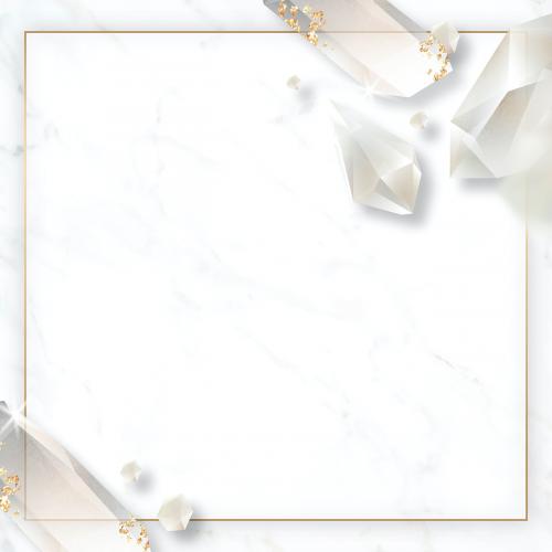 Rectangle crystal frame on marble background vector - 1225727