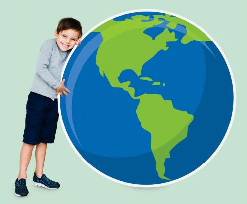 Young boy hugging planet earth - 504028